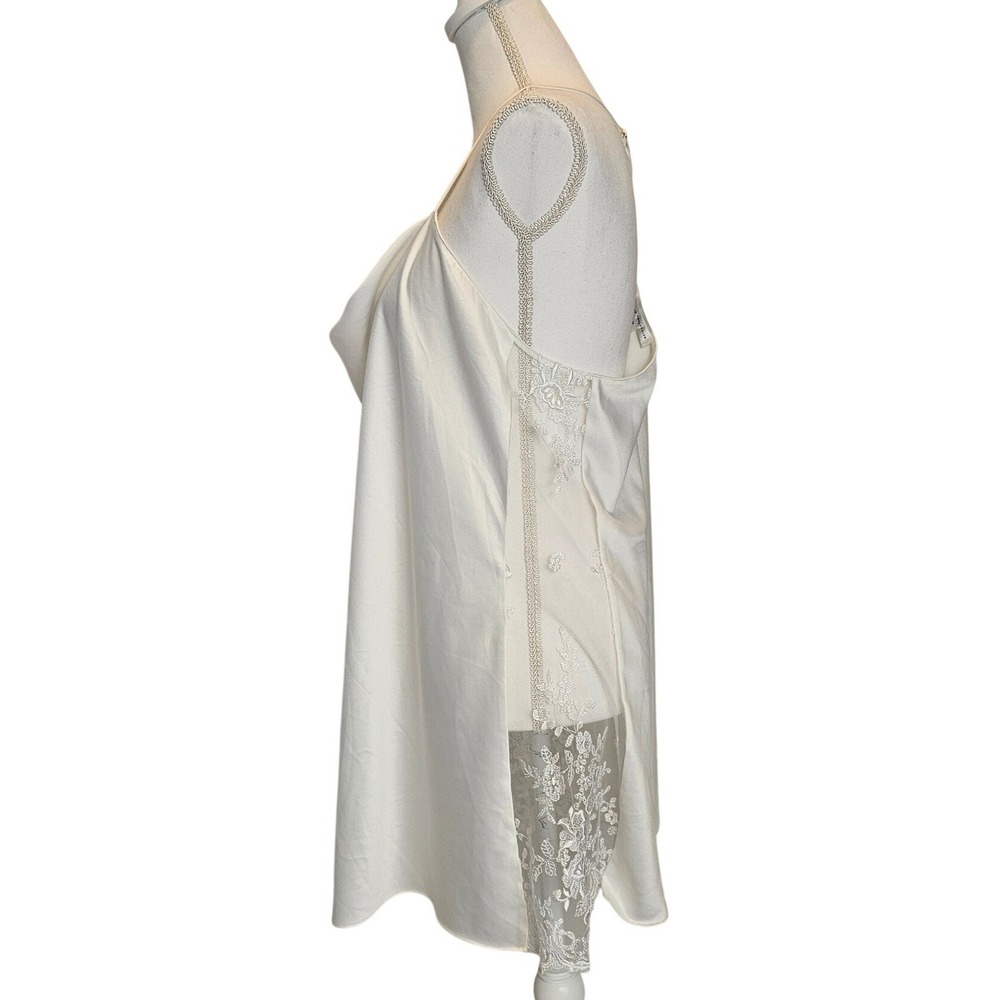 Rya Collection‎ White Satin Cowl Neck Lace Cami Tunic Top 1X Bridal Lingerie - Picture 5 of 9